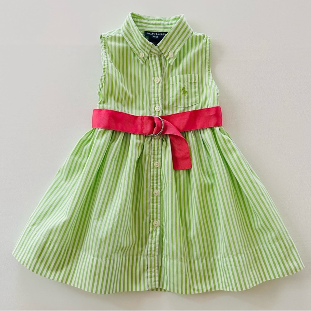 Ralph Lauren 18 Months Baby Girl Dress Lime Green Spring Summer